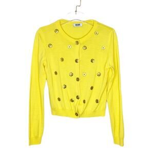 Moschino Cheap and Chic Yellow Cardigan with Snaps Size 8